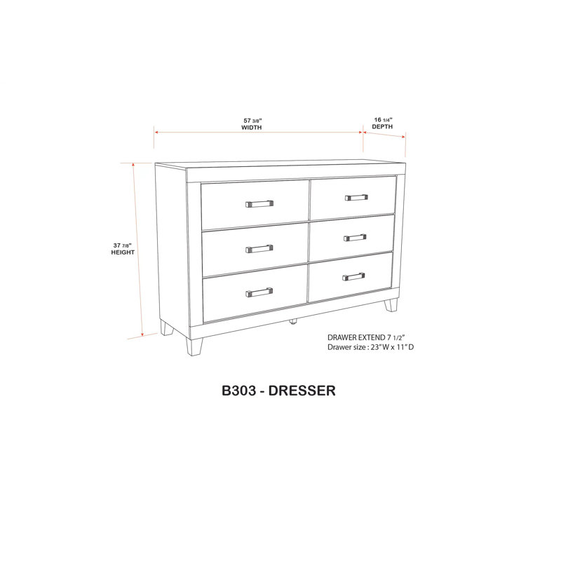 Ensemble de chambre à coucher 3 pièces Biloxi - Commode avec 2 tables de chevet