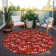 Machine Washable Indoor/Outdoor Snowflake Ho Ho Ho Xhevrie Red Rug