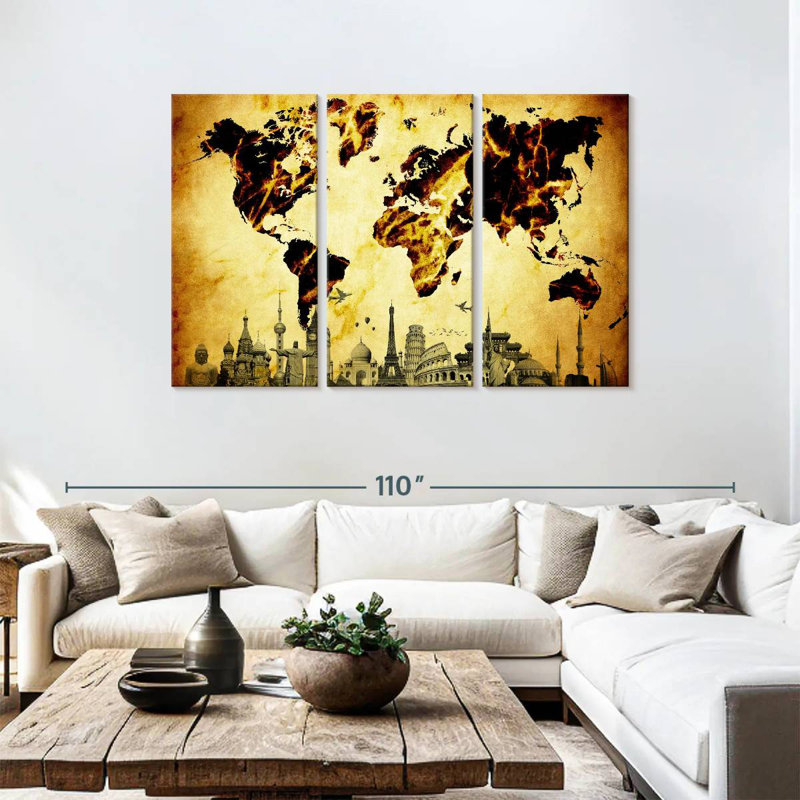 Carte du monde Aliaz Fiery Amber, H 48 po x l 74 po