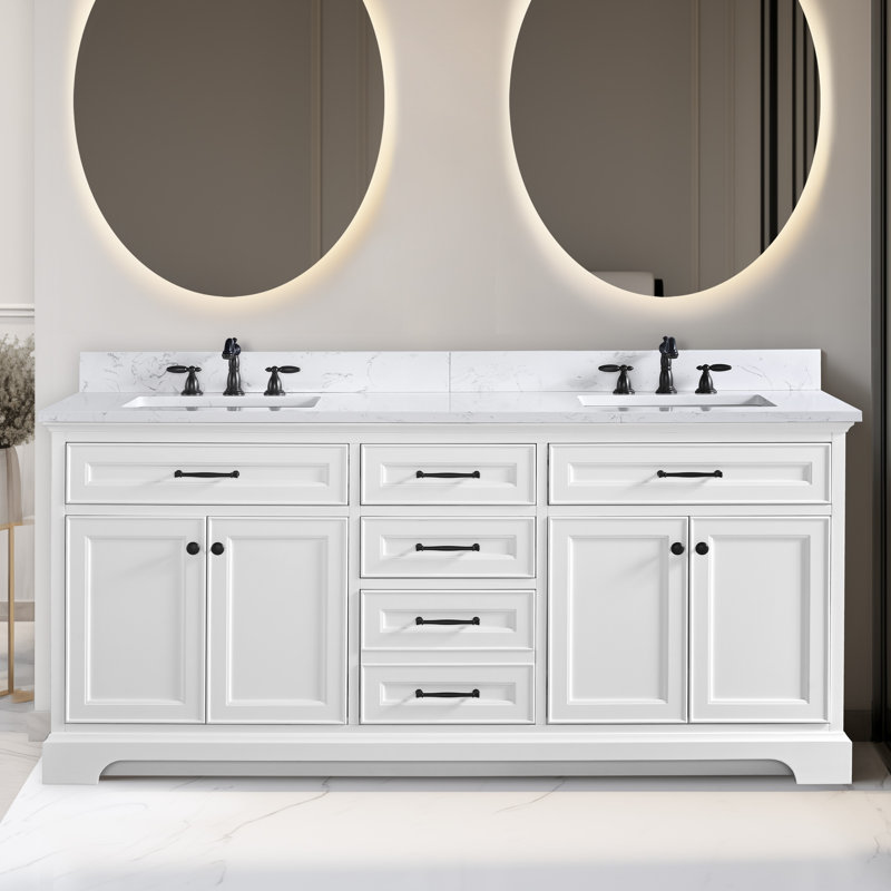 Aanayah 72" Double Bathroom Vanity Set, White