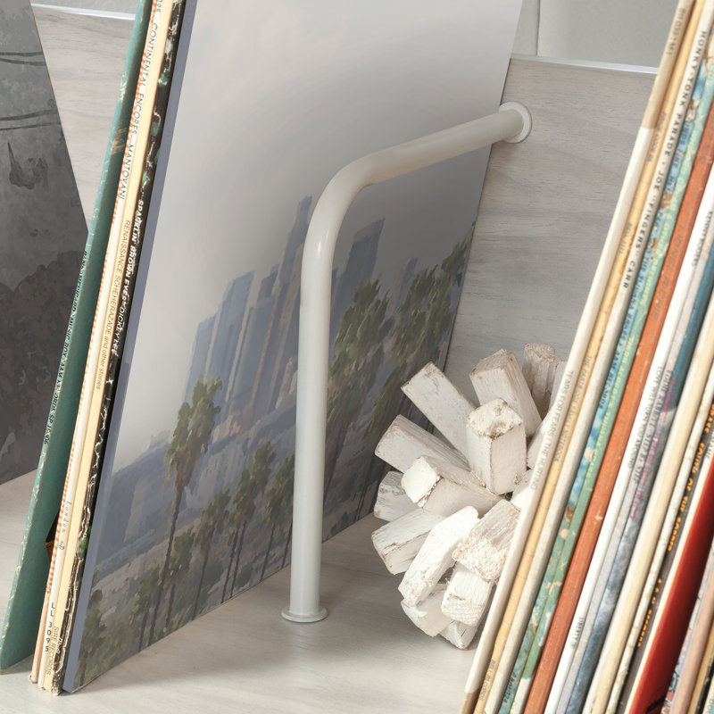 Gray Engineered Wood Bookcase with Cubes and Shelves