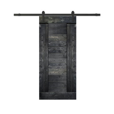 84'' Solid Wood Paneled Painted without Installation Hardware Kit Barn Door