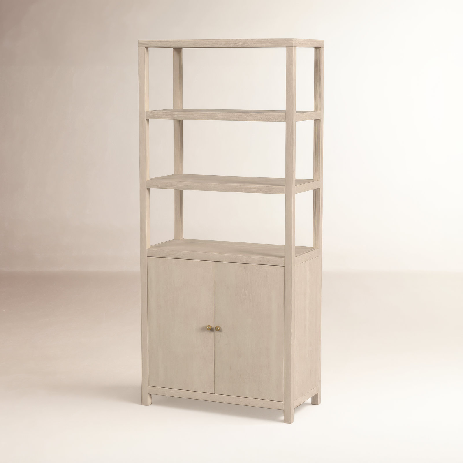 Celine 32" Acacia Bookcase, Antique Taupe