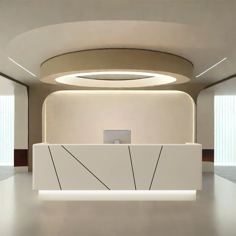 Bureau de réception rectangulaire et moderne, Beige