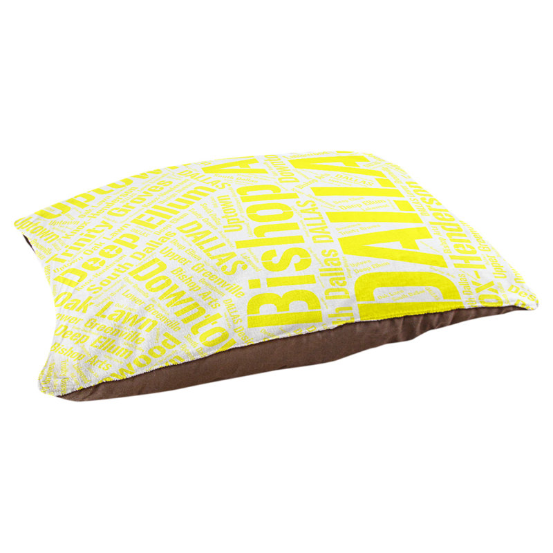 Coussin de chien « districts », Moyen (H 9,5 po x l 28 po x P 18 po), Jaune, Dallas