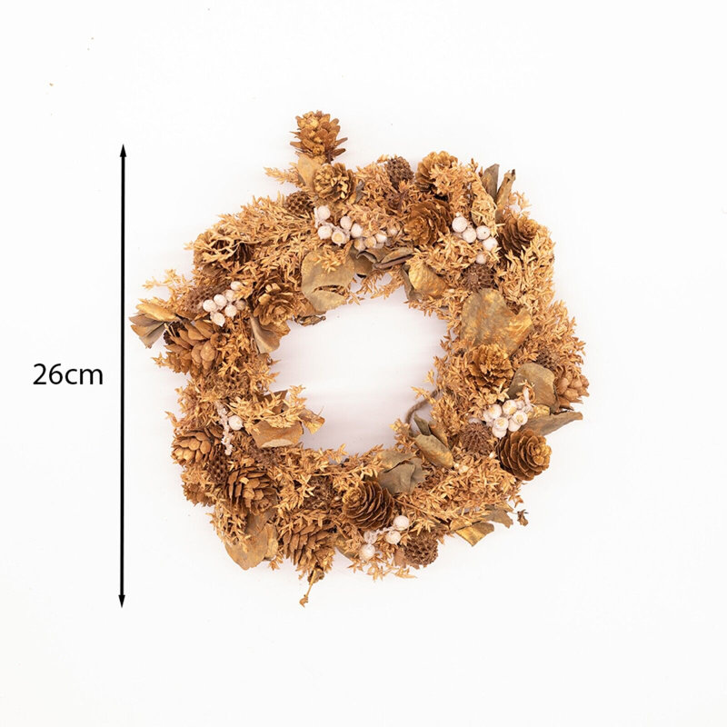 Handcrafted Faux Berry Wood 24cm Wreath, Natural Orange