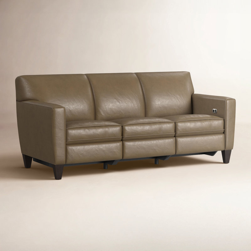 Osmin Foster Power Inclining Sofa, Brown Top Grain Leather
