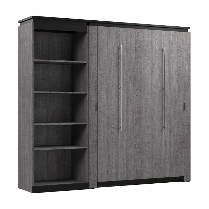 Lit escamotable avec rangement Dallanara, Écorce gris