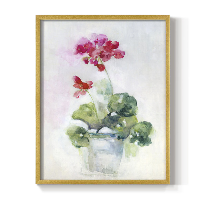 «Soft Geranium I», reproduction encadrée - bois massif, H 21 po x l 17 po, Doré