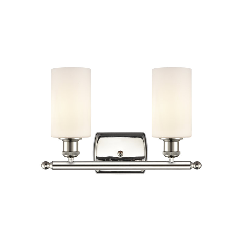 Éclairage de salle de bain à 2 lumières à intensité variable Mallette, Ampoule incandescente rétro de 60 watts, Blanc mat