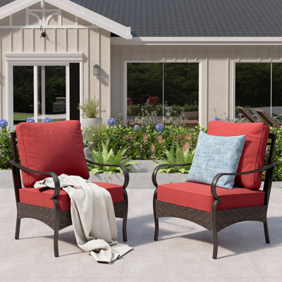 Patio Lounge Chairs With Cushions (set Of 2)