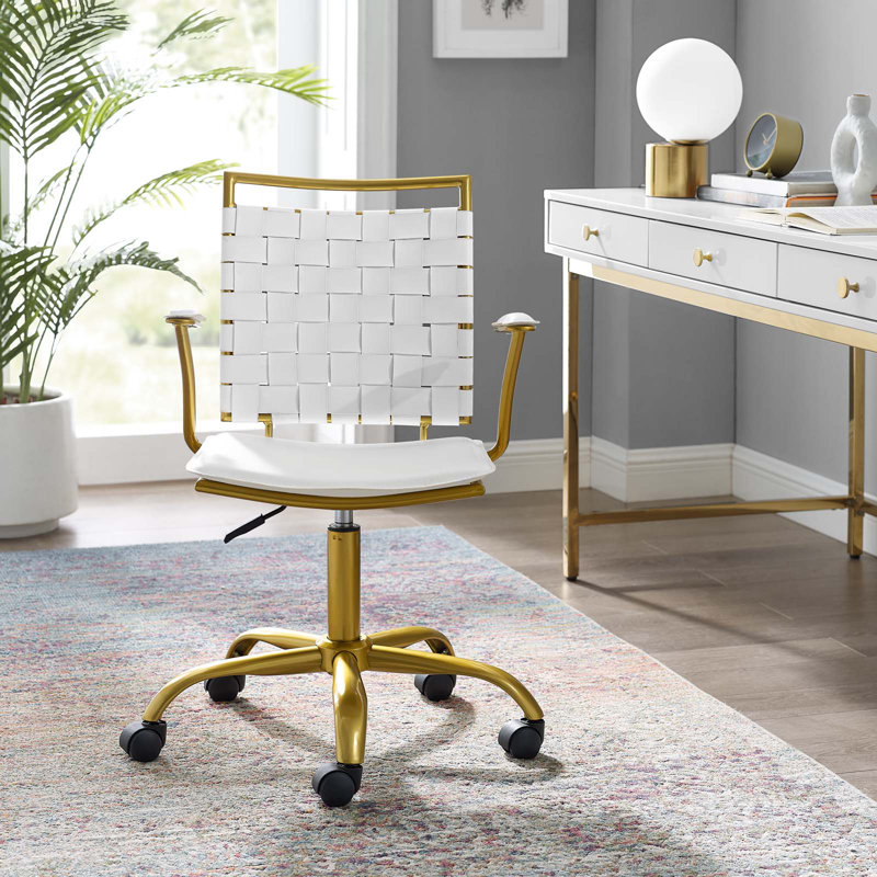 Chaise de bureau en similicuir Fuse, Blanc
