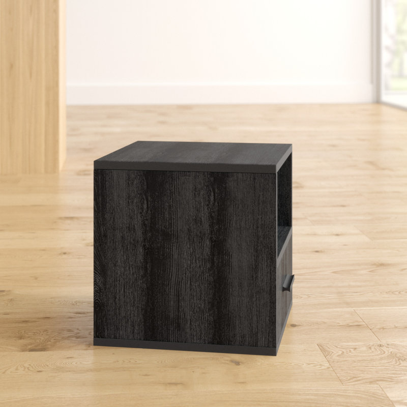 Irieana End Table - Stackable, Contemporary, and Minimalist Modular Cube Accent Table with Drawer - For Bedroom, Living Room, or Office