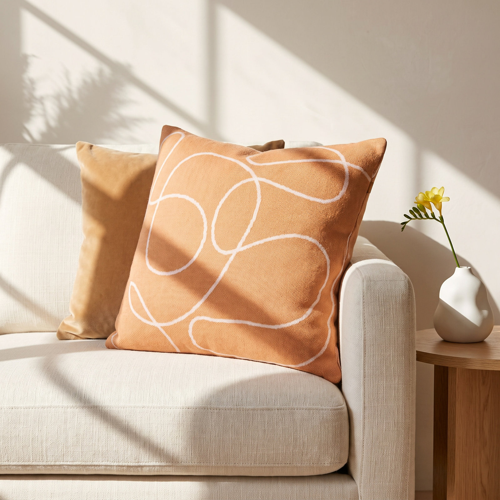 Lismore 18" x 18" Cotton Pillow Cover, Orange