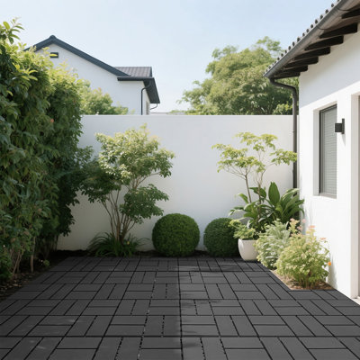 Plastic Interlocking Decking Tiles, 44 Packs Of Terrace Decking Tiles, 12 Inches X 12 Inches Waterproof For All-Weather Use, Backyard Pool Decking Tiles
