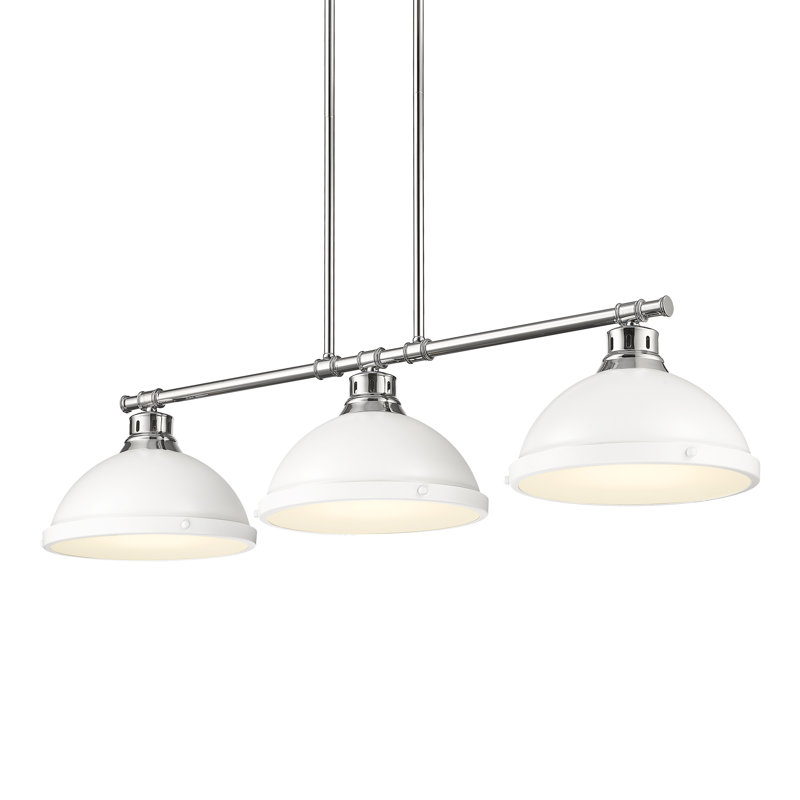 Laramy 3-Light Linear Pendant, Pewter, Matte White