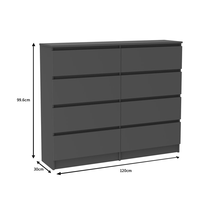 Majesta 120 cm W Chest of 8 Drawers, Grey