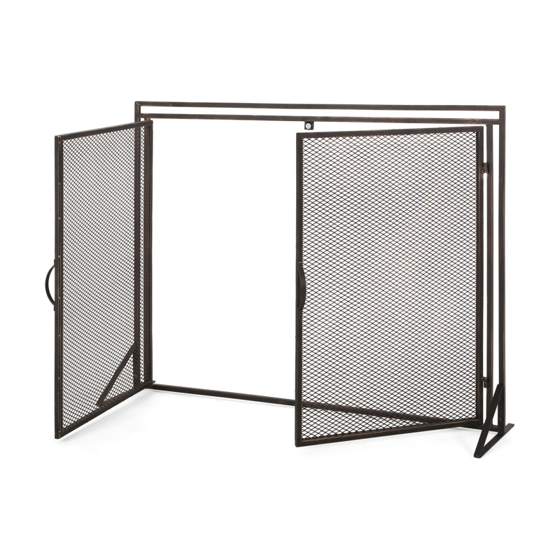 Écran de foyer en fer mat fabriqué à la main - H 30,15 po x l 40,36 po, option