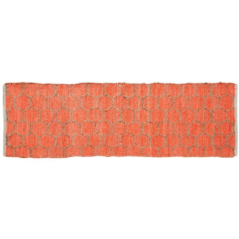 Easingwold Geometric Hand-Knotted Coral Area Rug, Runner 2' x 6'