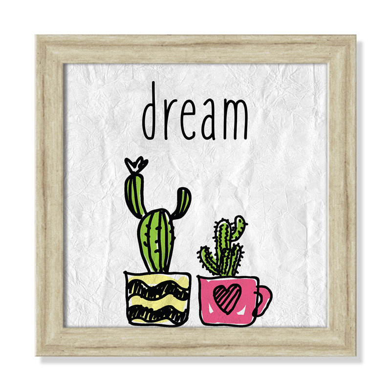 «Cacti A», art encadré, H 12 po x l 12 po x P 0,6 po, Beige Flat Framed