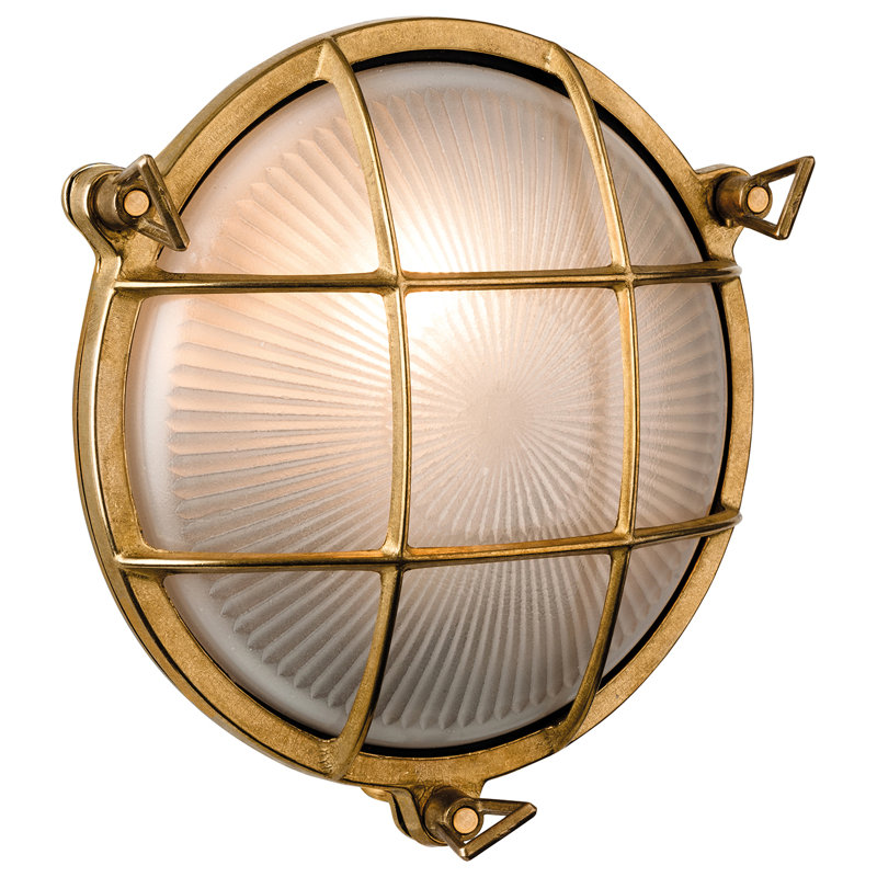 1 Light Outdoor Bulkhead Light, Brass