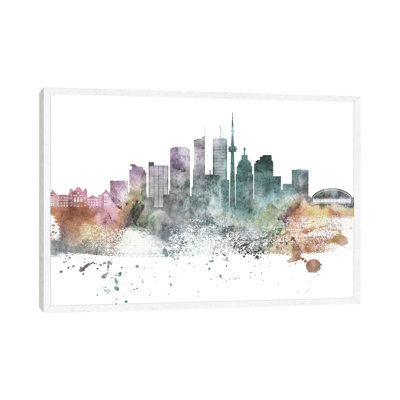 Toronto Pastel Skylines 1 Piece Floater Frame Wall Art on Canvas