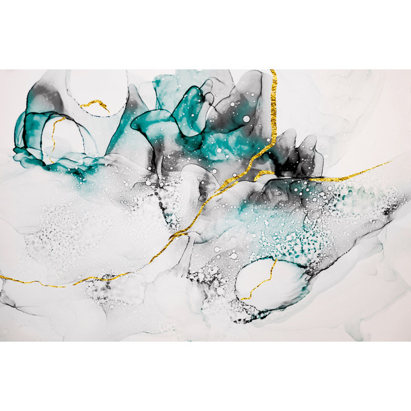 Papier peint amovible turquoise, L 35,04 po x l 55 po