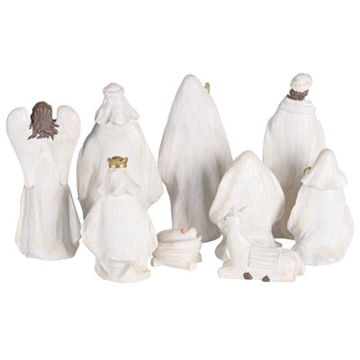 Nativity 9 Piece 7H White Wood Look