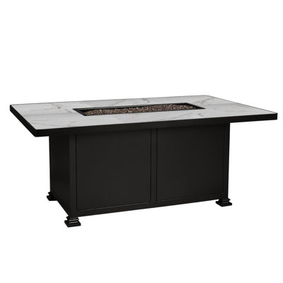 Santorini Rectangle Iron Propane and Natural Gas Fire Pit Table