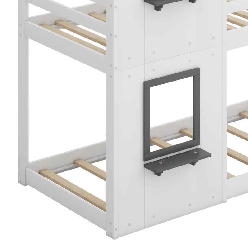 Lit superposé en bois avec toit, Blanc