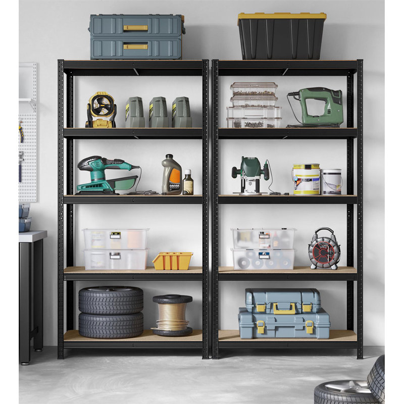 Kris Metal Height -Adjustable Shelving Unit, Black, 200cm H x 50cm W x 100cm D