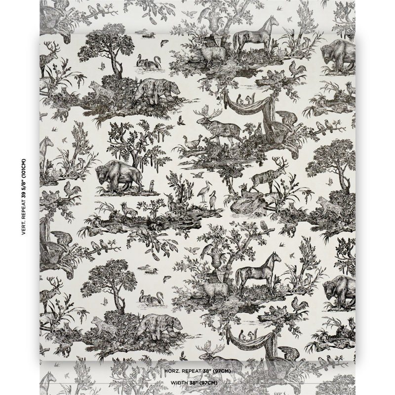Western Toile Paper Wallpaper Roll, Carbon