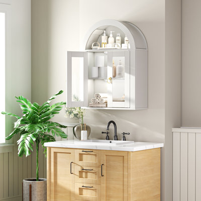 Wall Mounted Arched Cabinet With Glass Doors