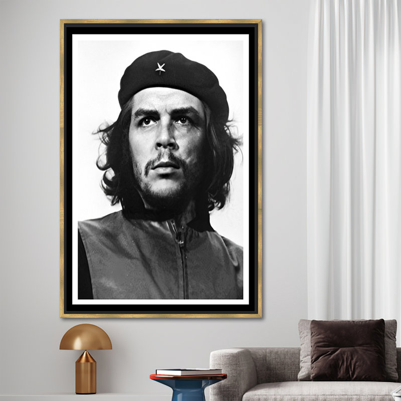 Art mural sur toile, "Che Guevara", H 26 po x l 18 po, Reproduction encadrée sans passe-partout, Doré