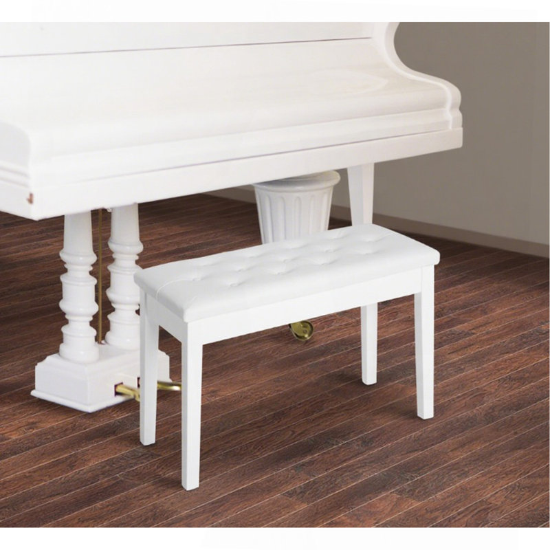 Banc de piano, fauteuil de piano en duo, Simili cuir blanc, Blanc