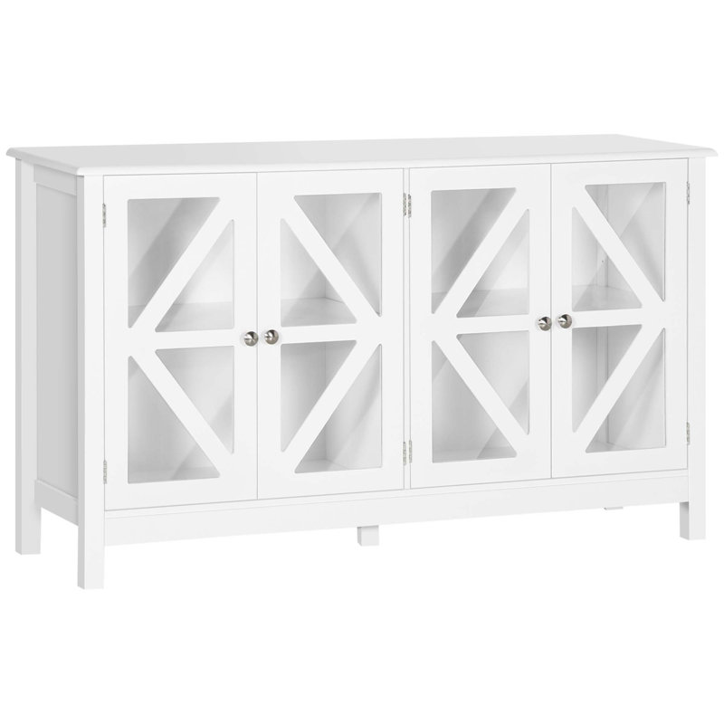 Buffet, armoire buffet avec 4 portes en verre trempé et tablette de rangement réglable