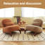 Mignon fauteuil d'appoint avec pieds en bois massif et coussin en tissu doux de couleur chameau