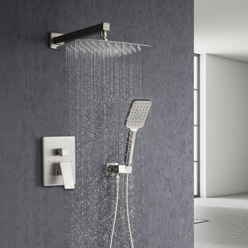 Système de douche complet avec valve brute, Nickel brossé