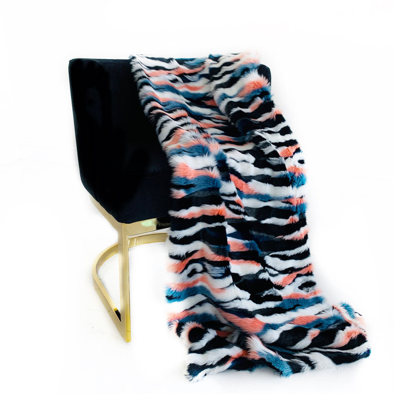 Couverture Plutus, l 90 po x L 90 po, Noir, bleu, rose