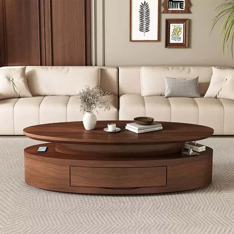 Table basse en bois de noyer naturel, H 16,92 po x l 55,11 po x P 27,55 po