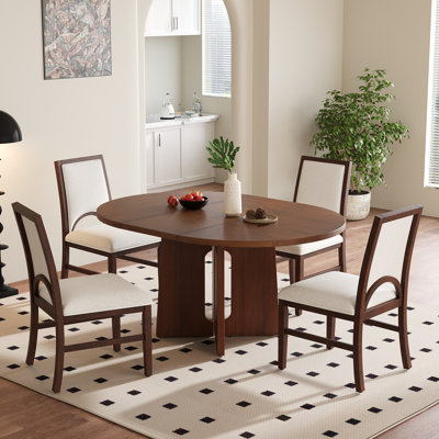 Ensemble de table de salle à manger 5 pièces avec plateau extensible en bois massif et chaises rembourrées