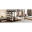Lit superposé simple au dessus d'un lit double en métal, noir. 5 tablettes pour plus de rangement. Convient aux soirées pyjama et aux invités. Pièce élégante. Soirées pyjama. Construire-118082596