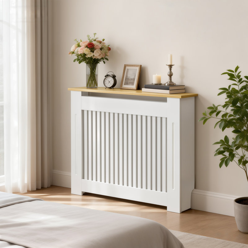 83Cm High Radiator Cover Modern Mdf Grill Shelf Cabinet Heater Cover With Wood Texture Nature Top Vertical Slats Radiator Shelf Thickened For Living Room Bedroom Vertical 