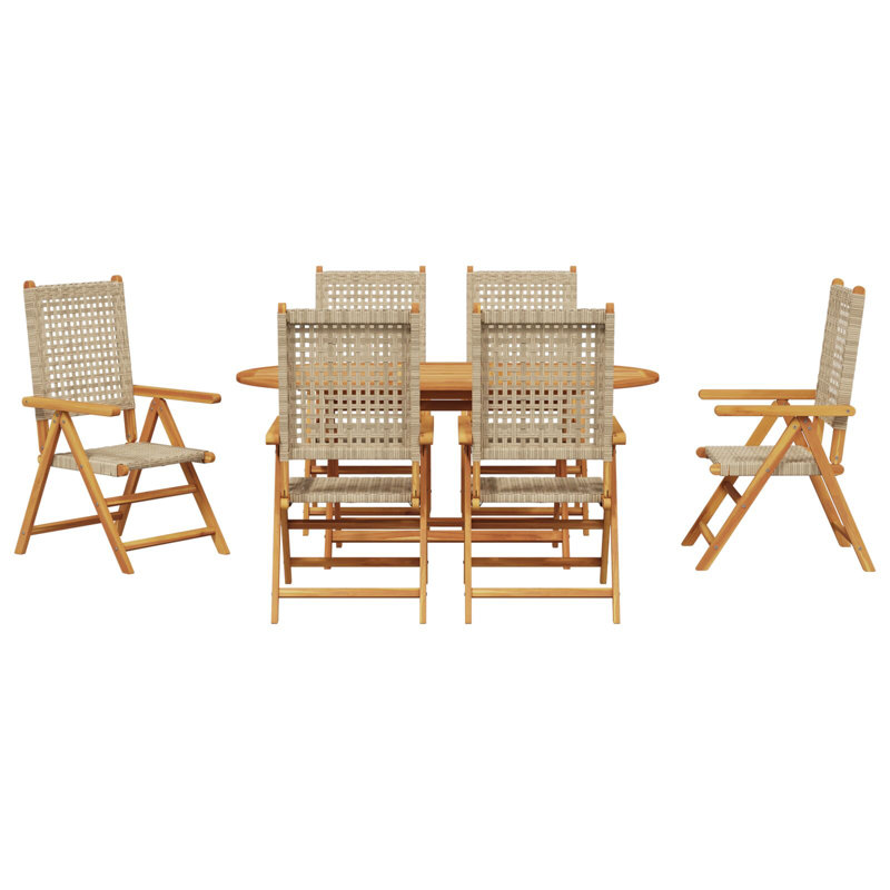 Ensemble repas 7 pièces vidaXL, Beige/brun, 6