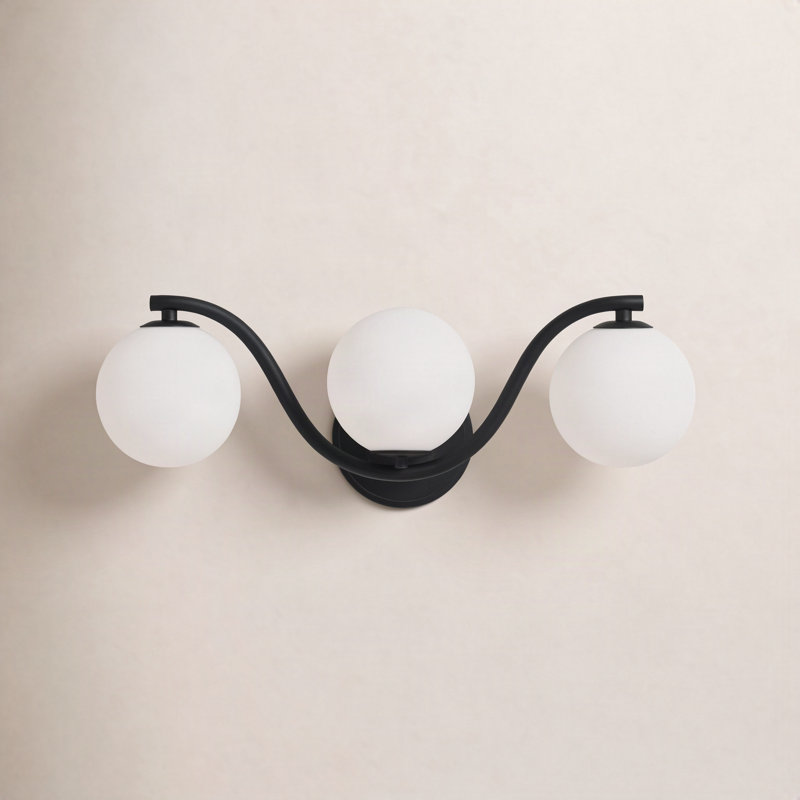 Éclairage pour meuble-lavabo Triple Globe Wave, Noir mat
