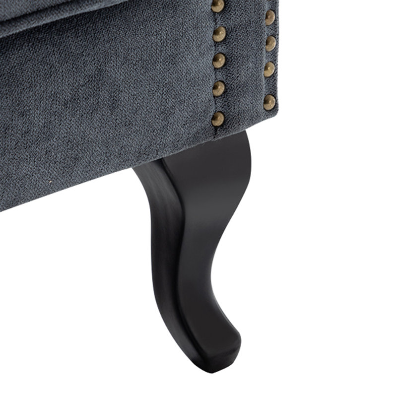 Tufted Wingback Chair, Gray Polyester Blend