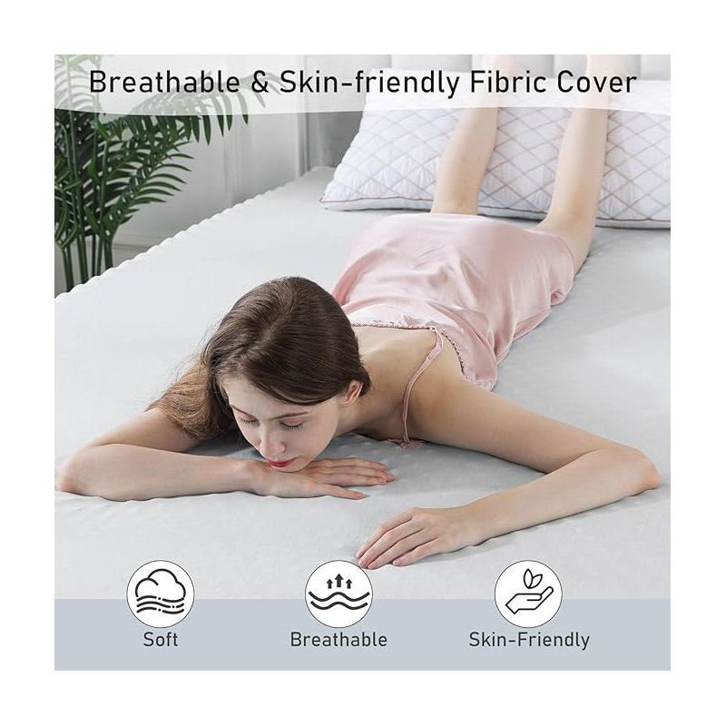 Surmatelas en mousse à mémoire de forme, Bleu, Lit double, 2"