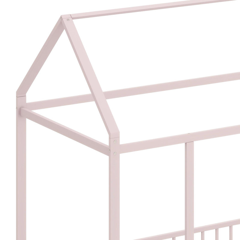 Structure de lit en métal avec clôture, Rose