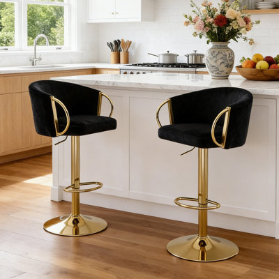 Swivel Adjustable Height Bar Stool With Metal Frame