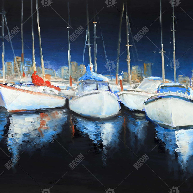 Evening at the marina - 18"x18" Throw pillow - Poly twill - Print on demand, Polyester, 18"H x 18"W